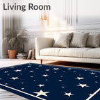 Navy Blue Star Pattern Rug