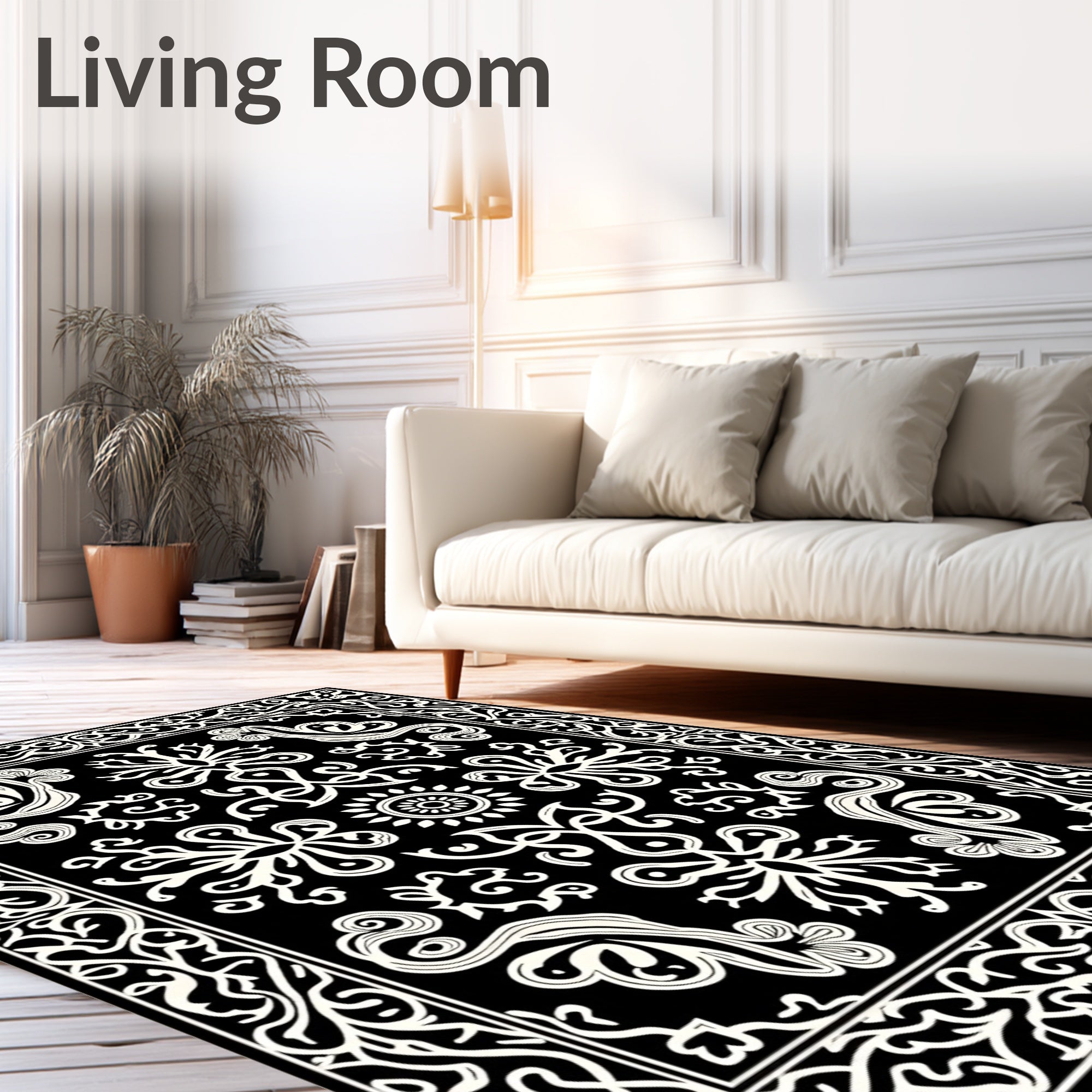Ornate Scrollwork Floral Pattern Rug