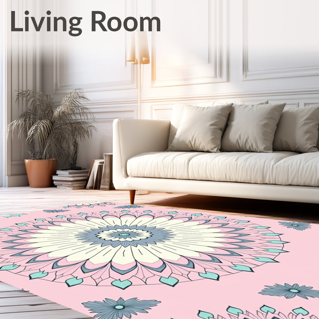 Soft Pastel Mandala Floral Pattern Rug
