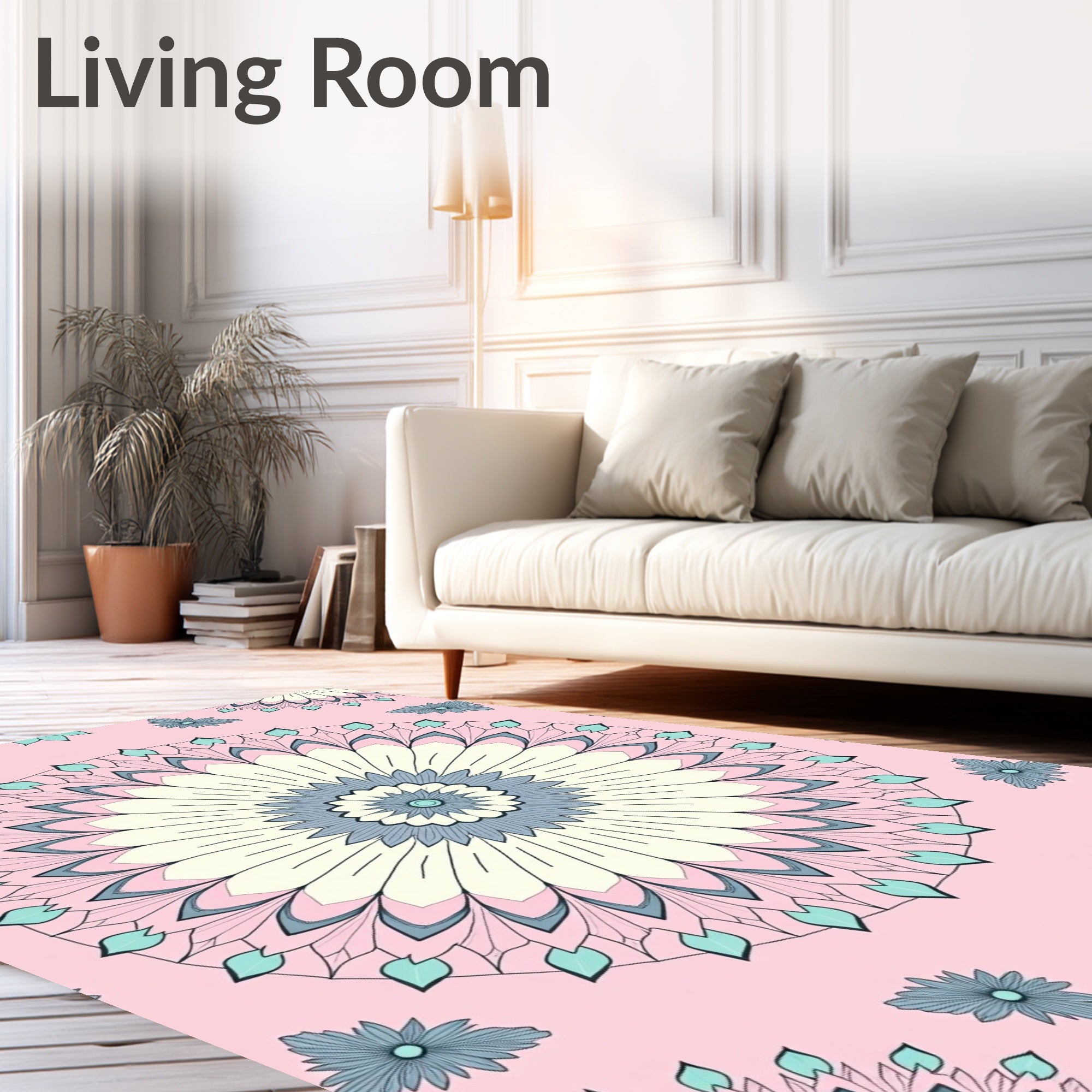 Soft Pastel Mandala Floral Pattern Rug