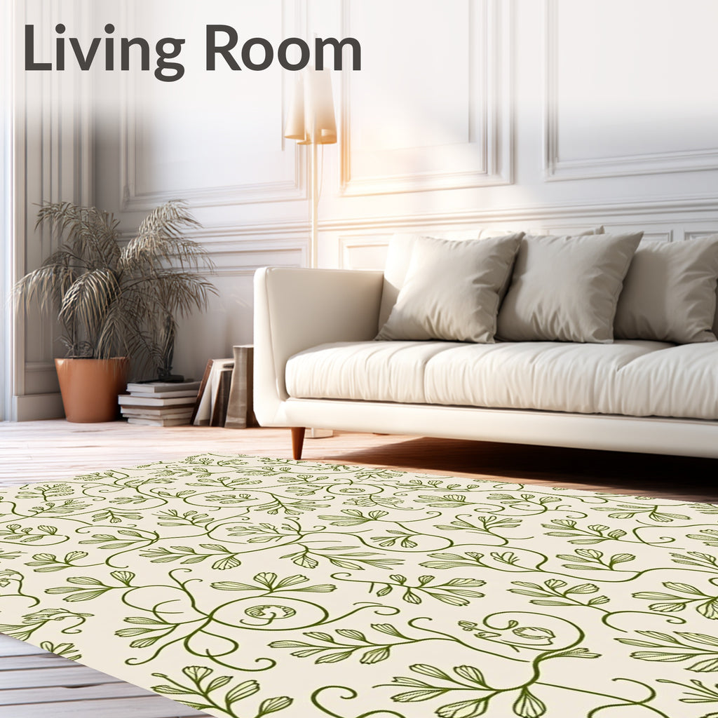 Green Leaf Vines Pattern Rug