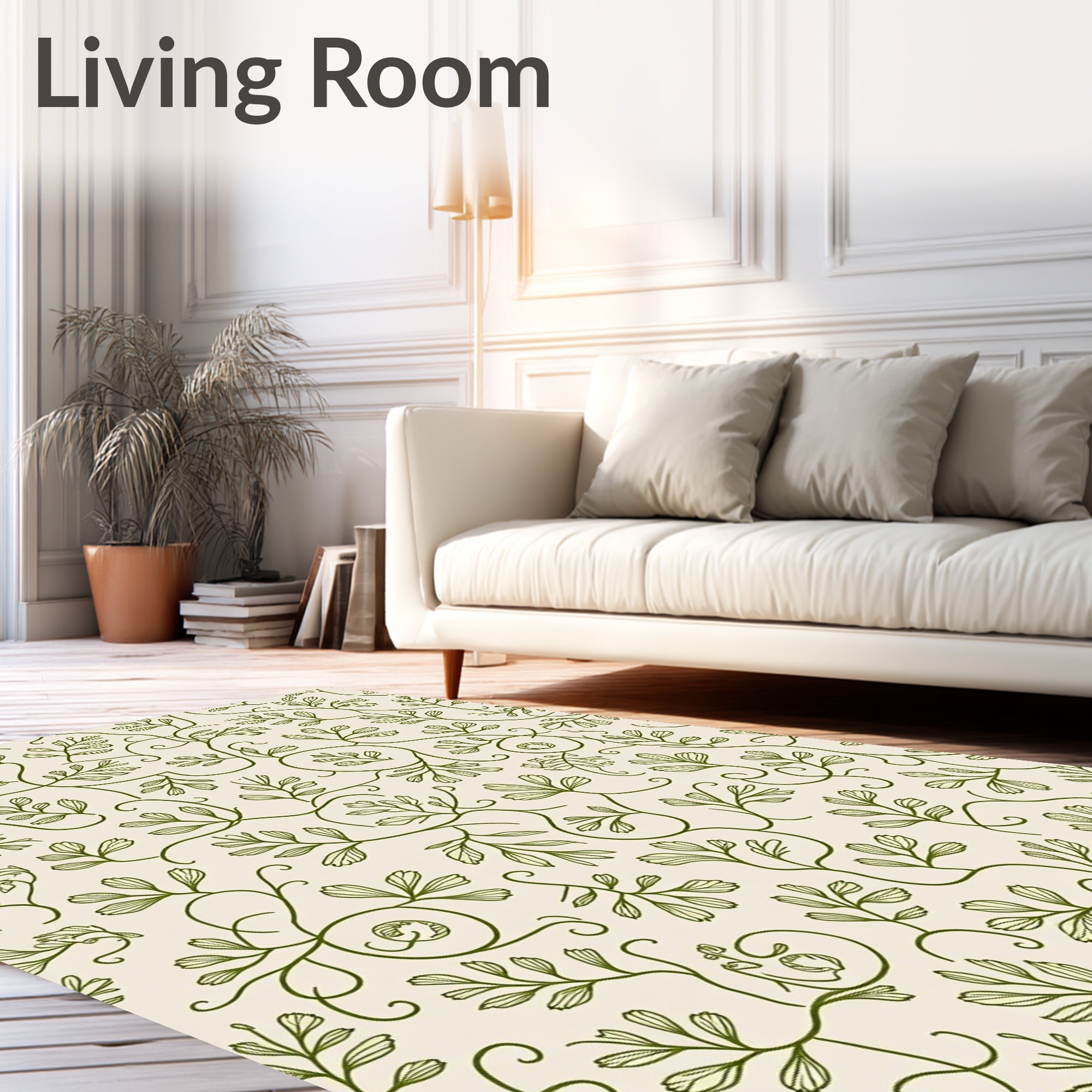 Green Leaf Vines Pattern Rug
