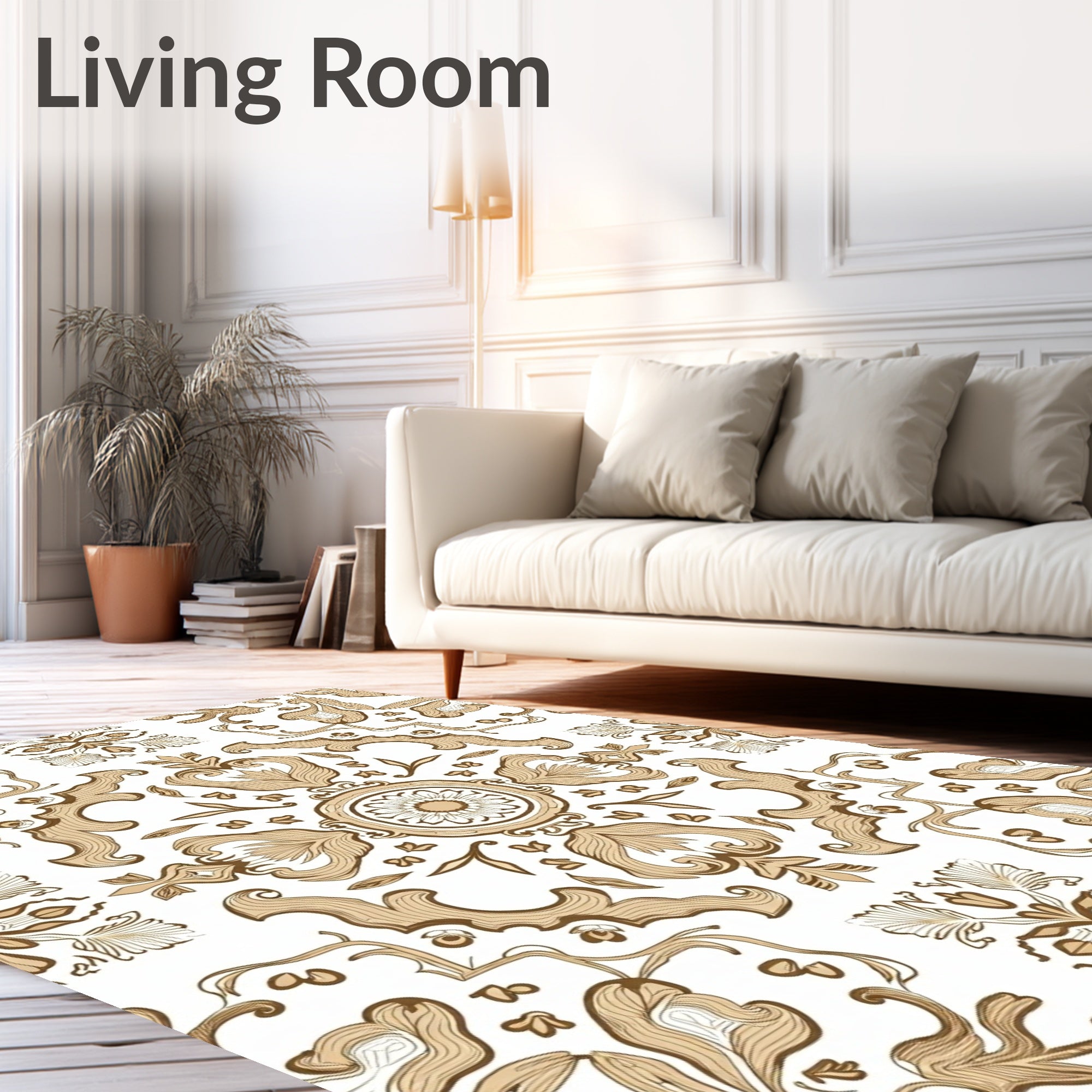 Ornate Floral Scrollwork Patterned Rug