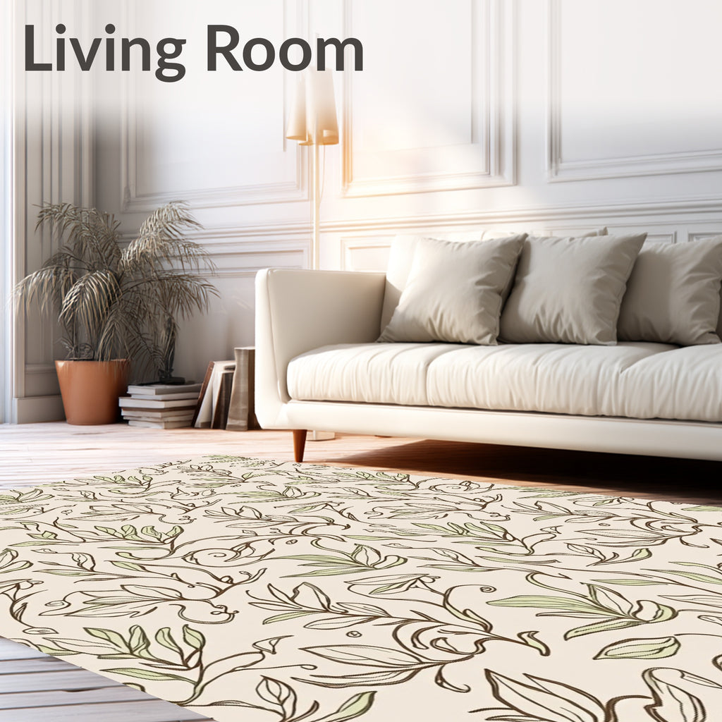 Botanical Vine Sketch Pattern Rug
