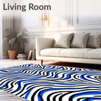 Bold Blue Black Wavy Stripes Rug