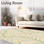 Delicate Yellow Floral Swirl Pattern Rug