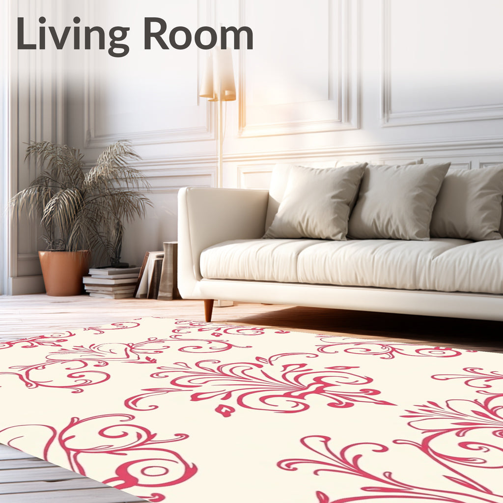 Crimson Elegant Damask Pattern Rug
