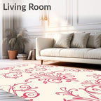 Crimson Elegant Damask Pattern Rug