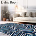 Modern Blue Cream Wave Pattern Rug