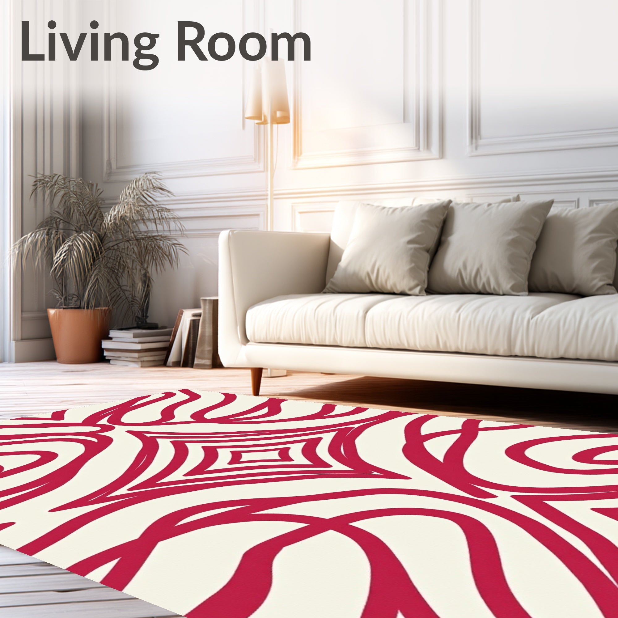Modern Red Swirls Rhombus Pattern Rug