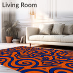 Abstract Swirl Orange Blue Pattern Rug