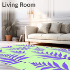 Purple Fern Leaf Pattern Rug