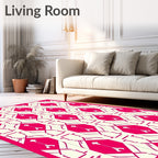 Crimson Cream Geometric Symmetry Design Rug