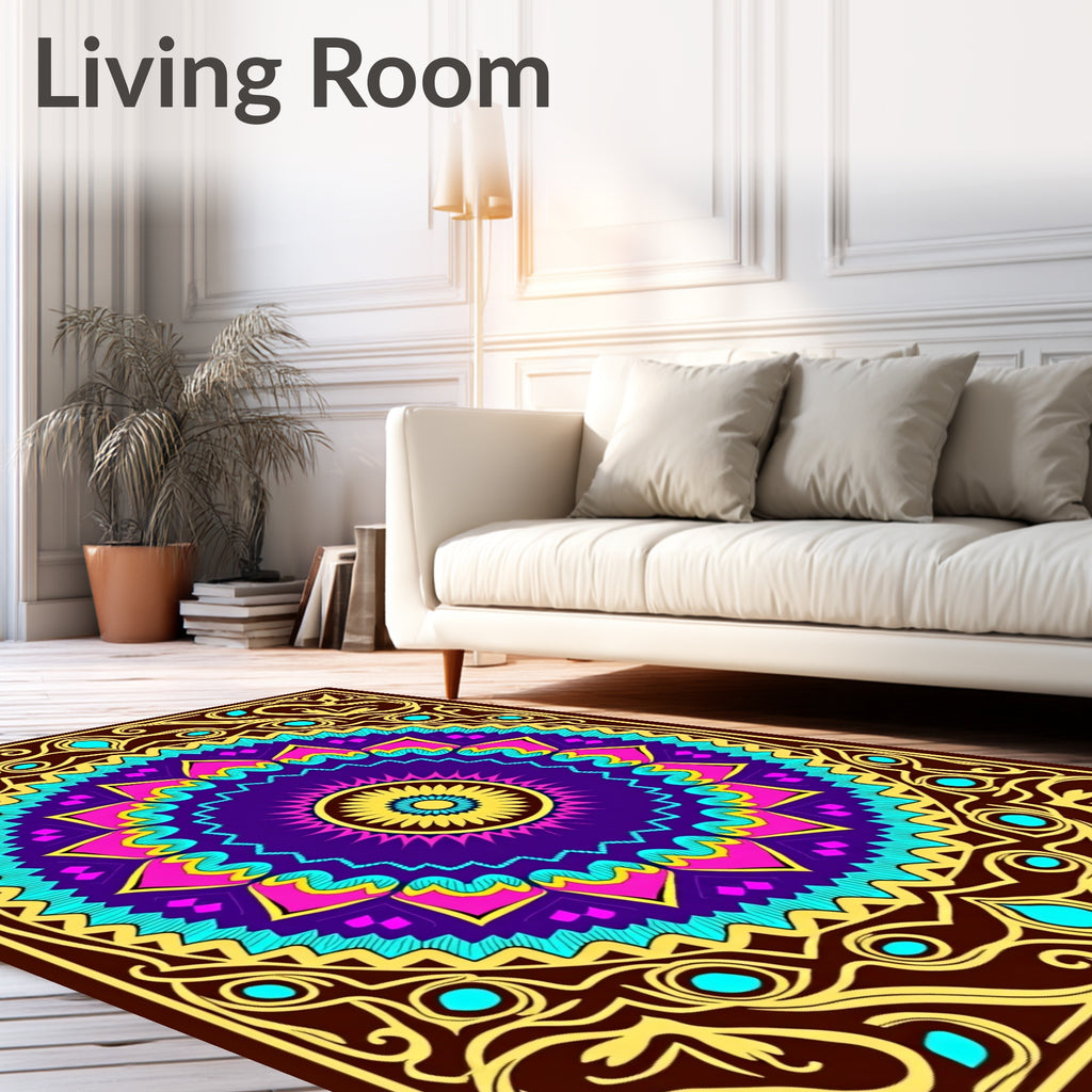 Vibrant Geometric Mandala Print Rug