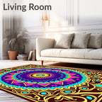 Vibrant Geometric Mandala Print Rug