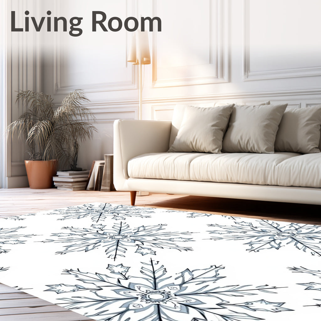 Gray Snowflake Floral Medallion Rug