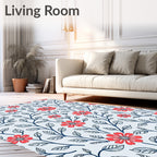 Coral Floral Vine Pattern Rug