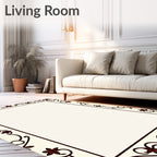 Ornate Floral Vines Pattern Frame Rug