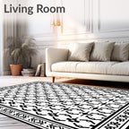 Bold Black And White Geometric Pattern Rug