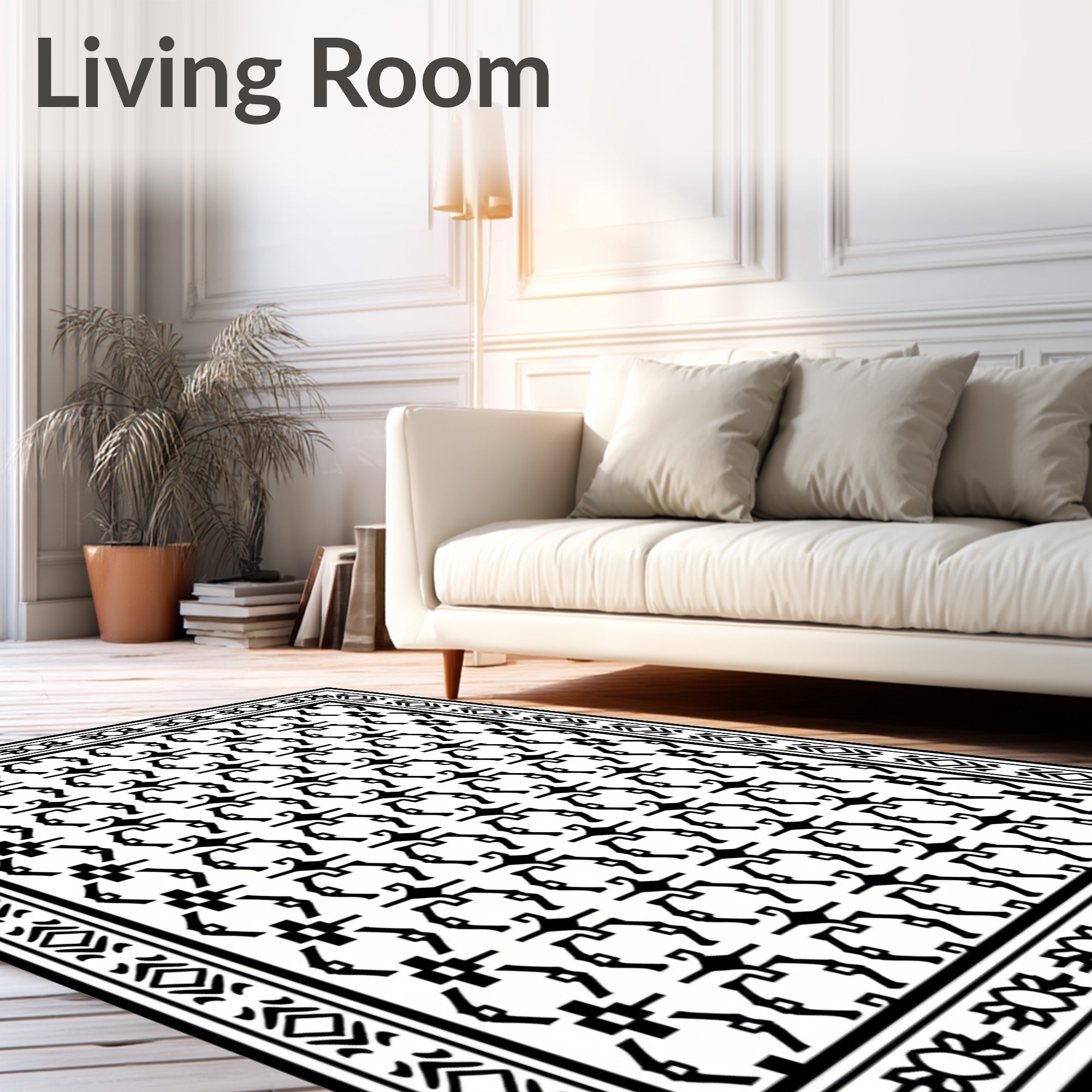 Bold Black And White Geometric Pattern Rug