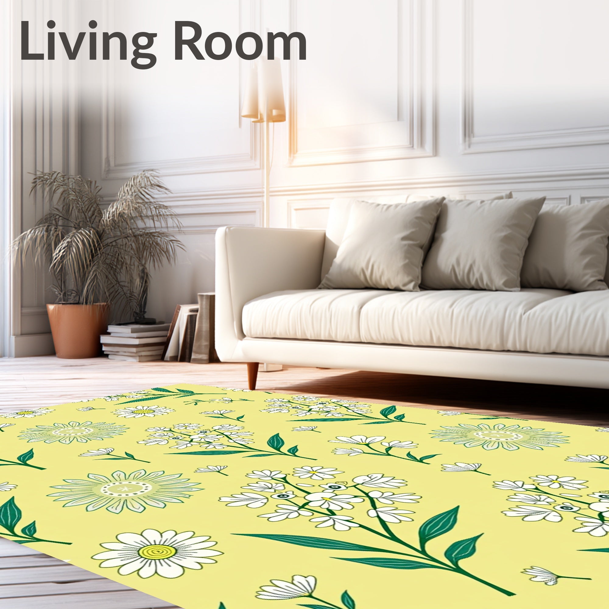 Whimsical Daisy Garden Pattern Rug