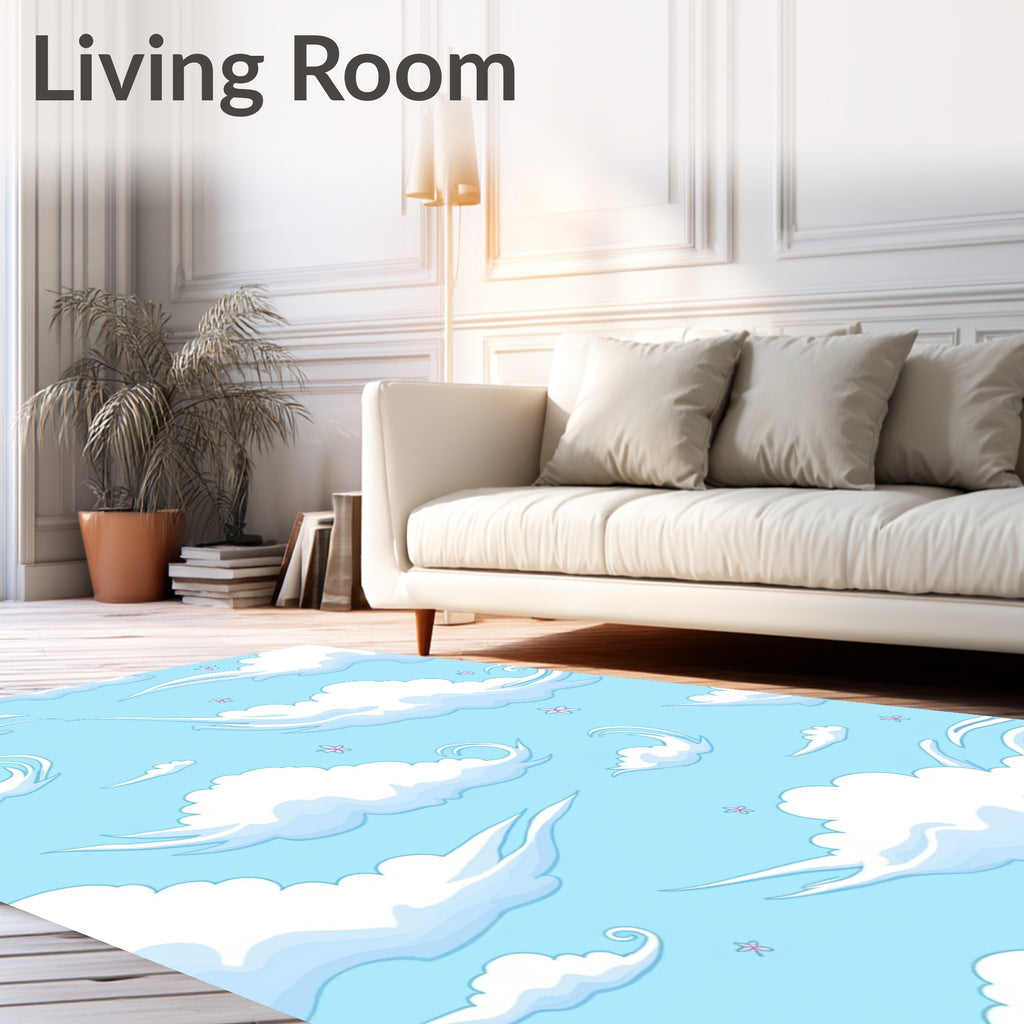 Whimsical Sky Cloud Blossom Pattern Rug