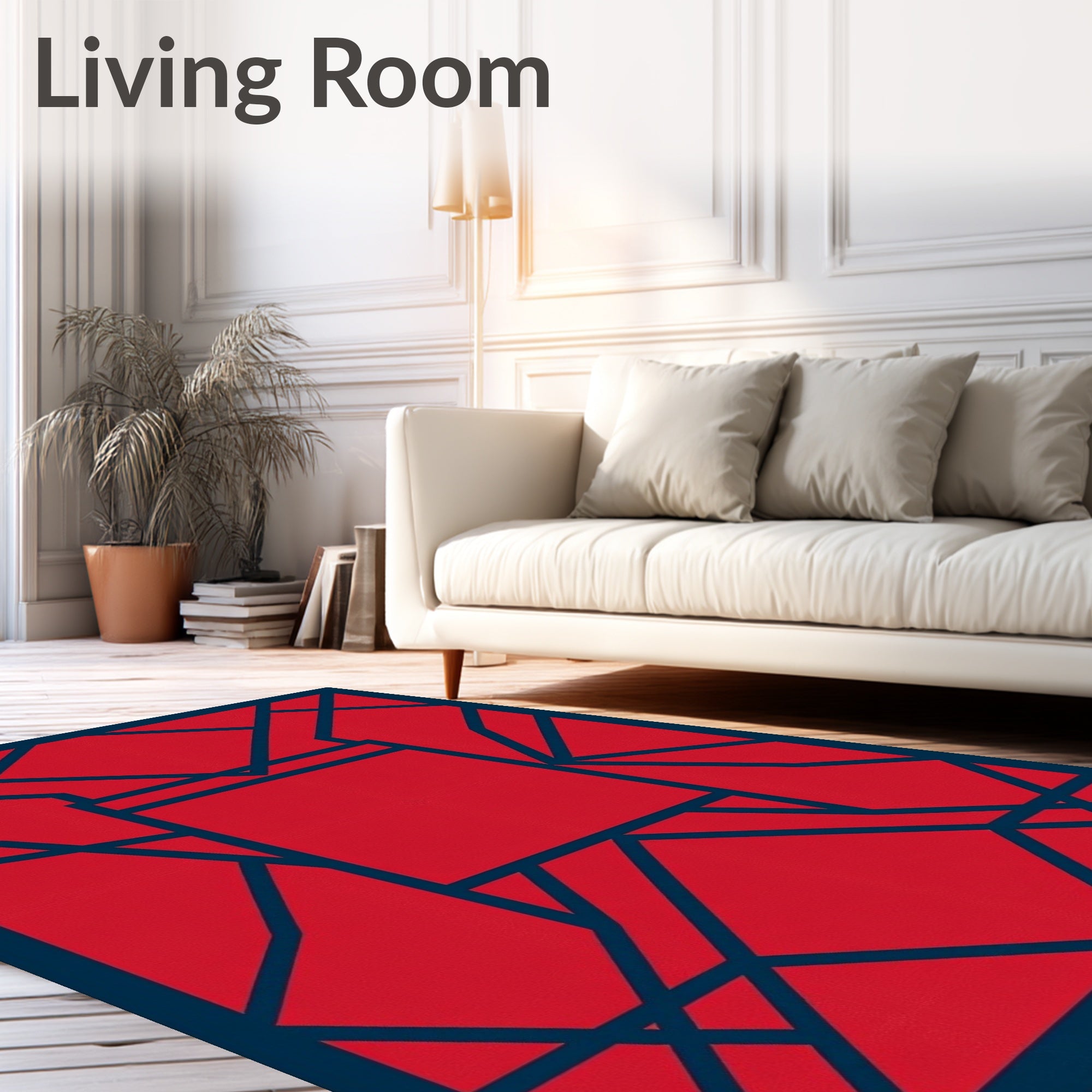 Modern Red Geometric Pattern Rug