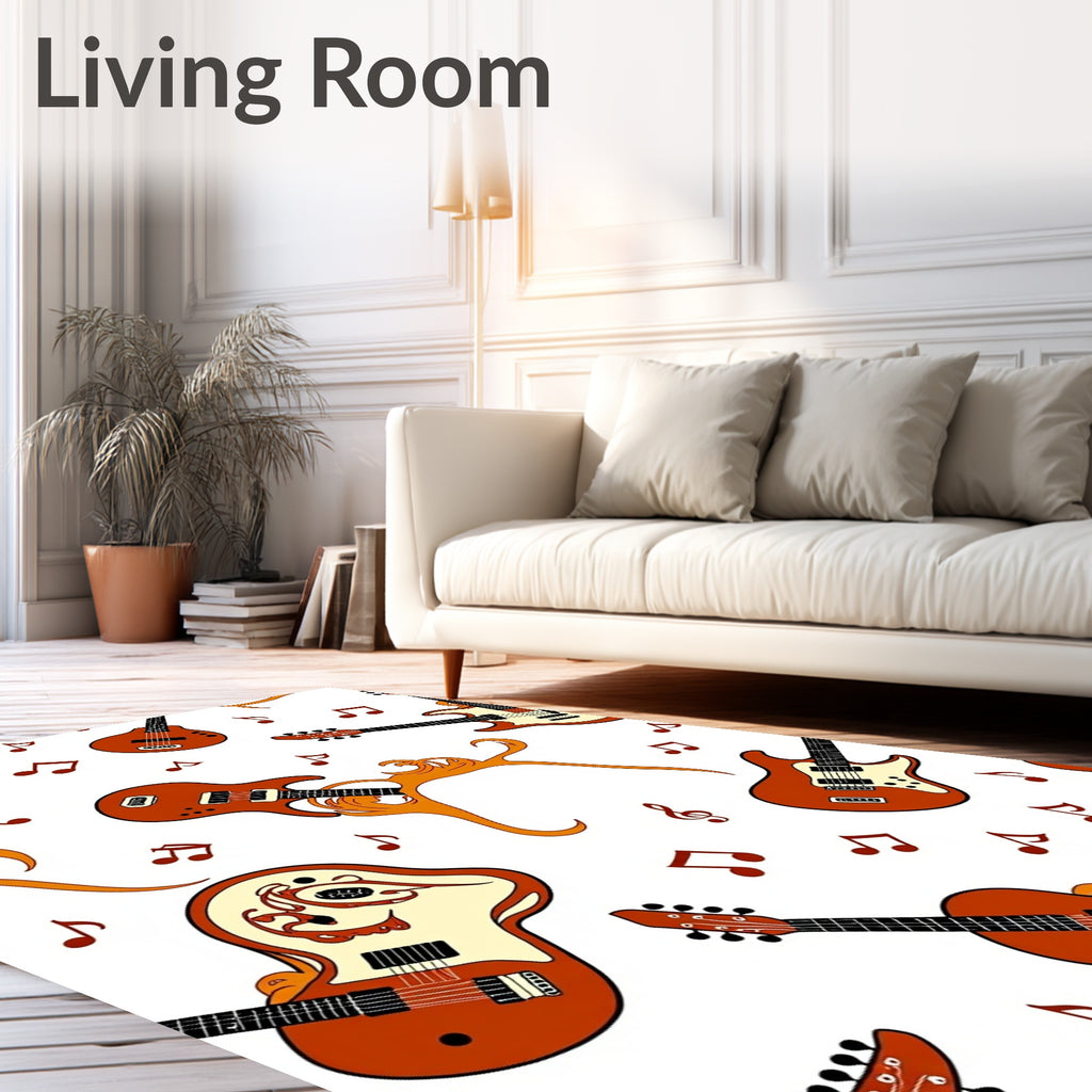 Melodic Guitar Music Notes Pattern Rug
