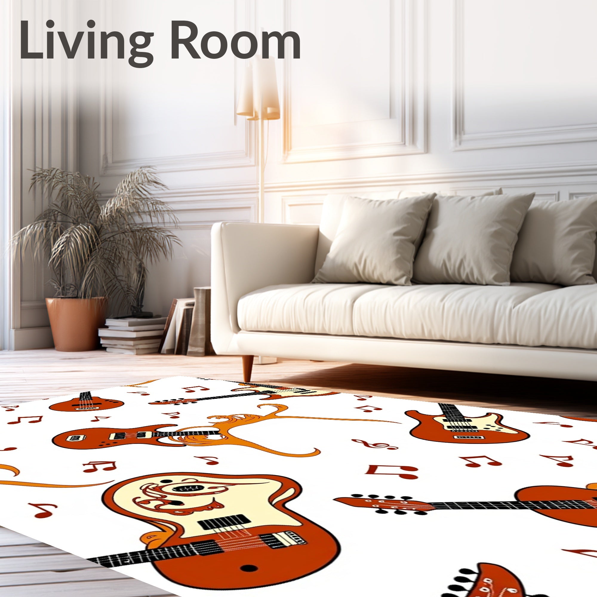 Melodic Guitar Music Notes Pattern Rug