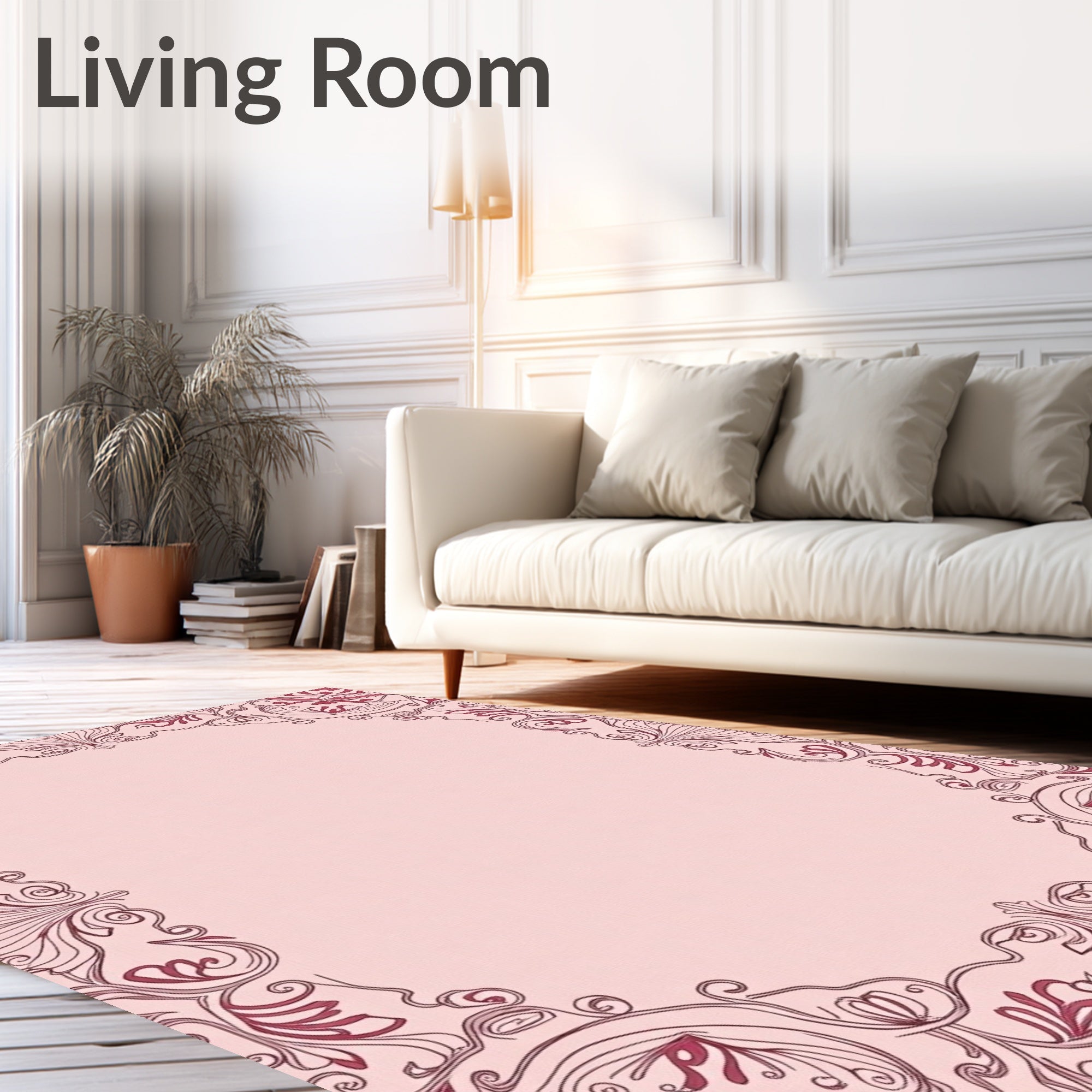 Rose Floral Art Nouveau Border Design Rug