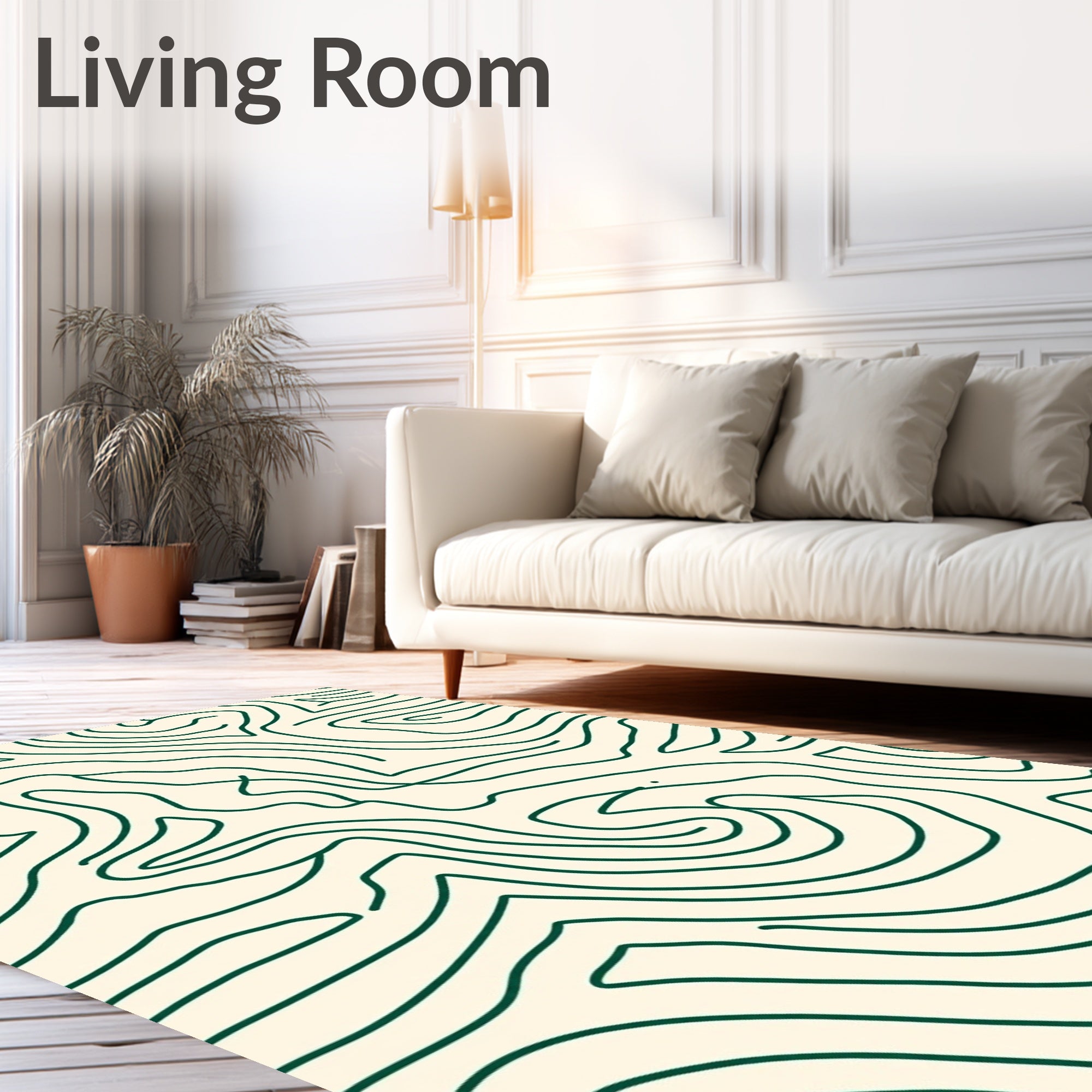 Swirling Contour Green Beige Rug