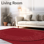 Elegant Red Floral Scroll Medallion Rug