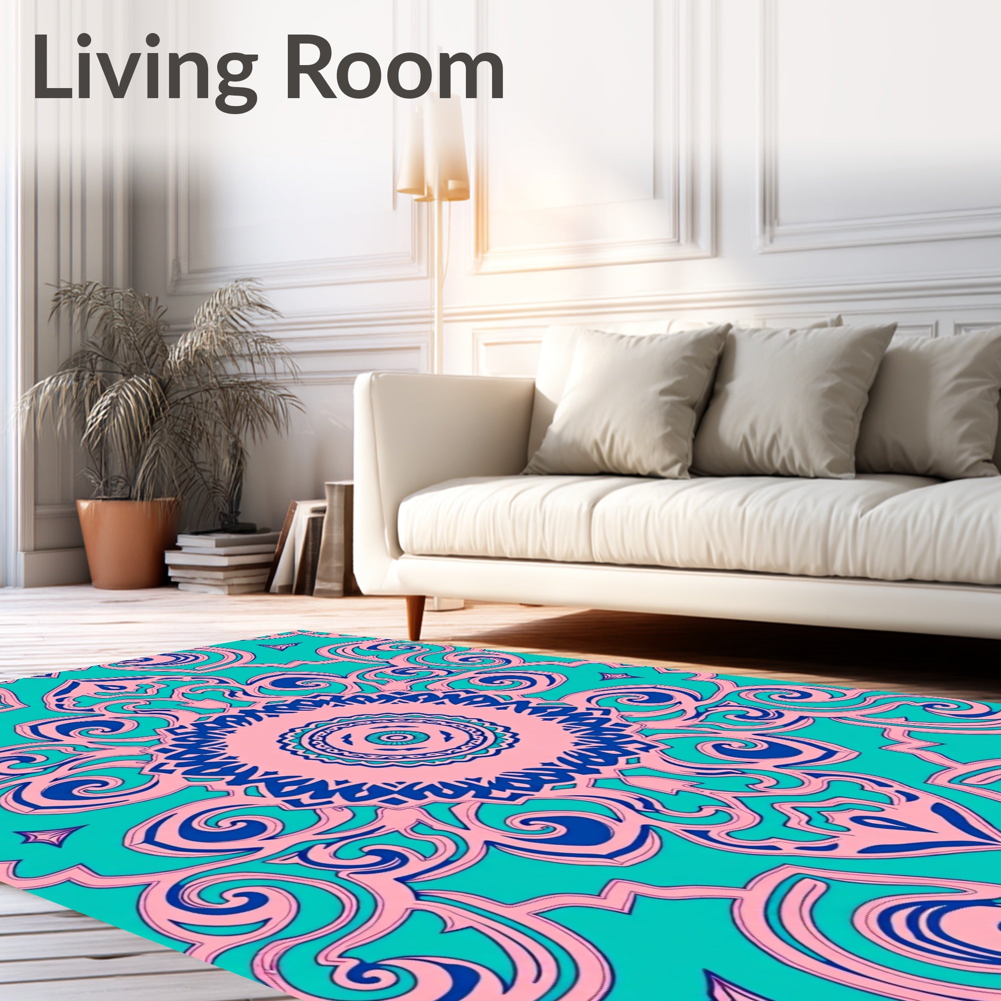 Retro Circular Floral Medallion Rug