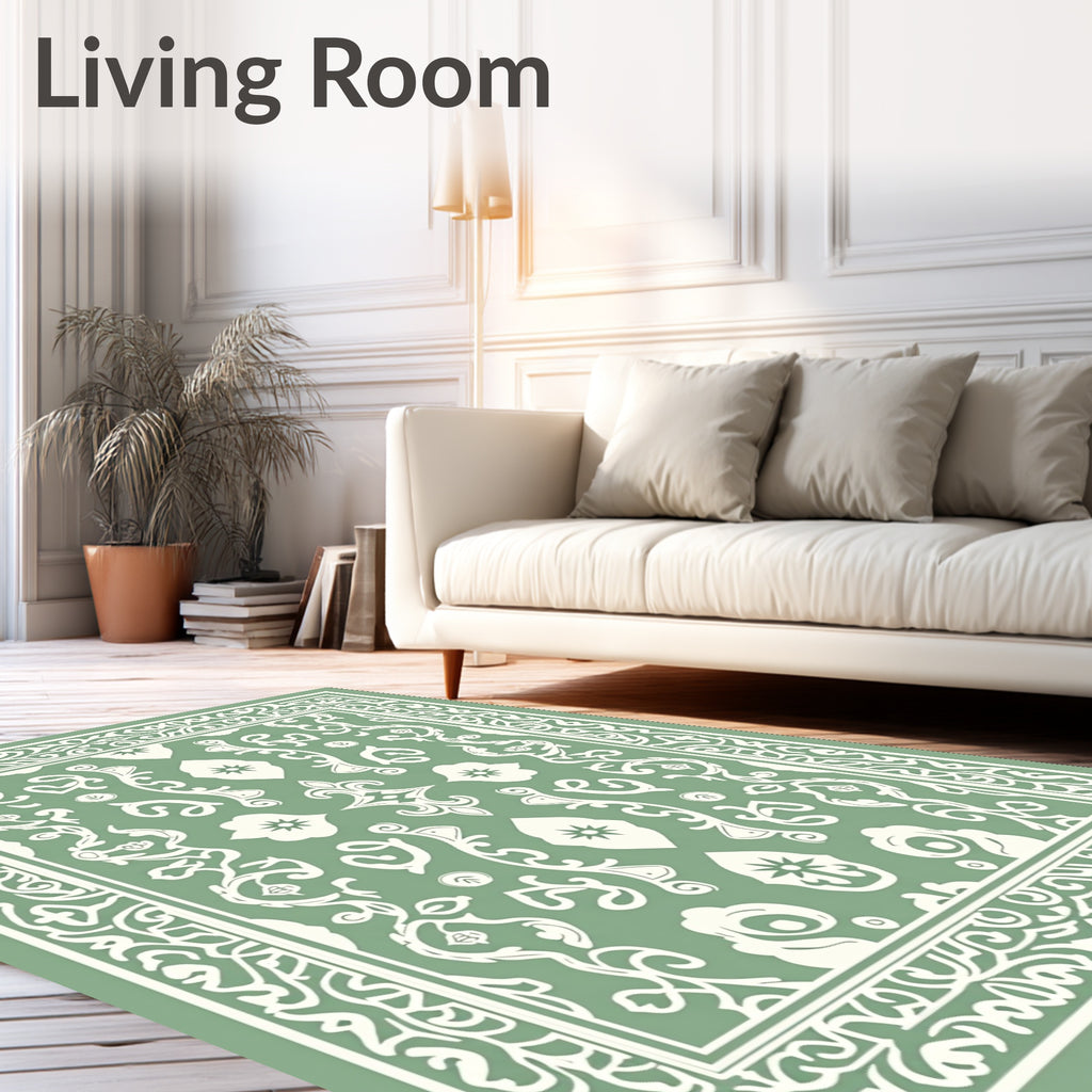 Ornate Floral Bordered Pattern Rug