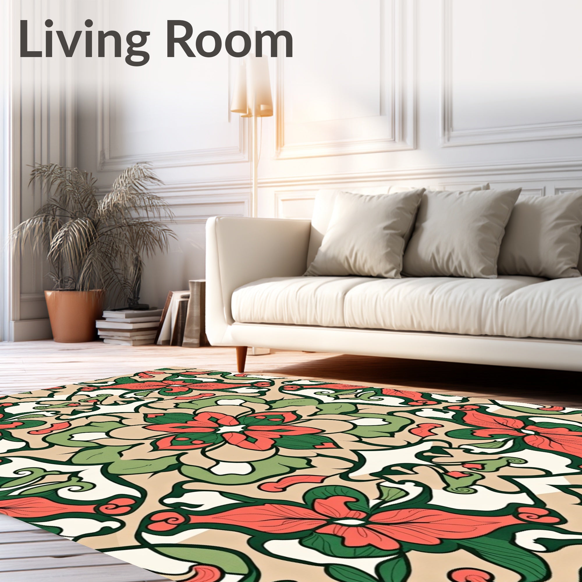 Floral Symmetry With Green Accents Rug