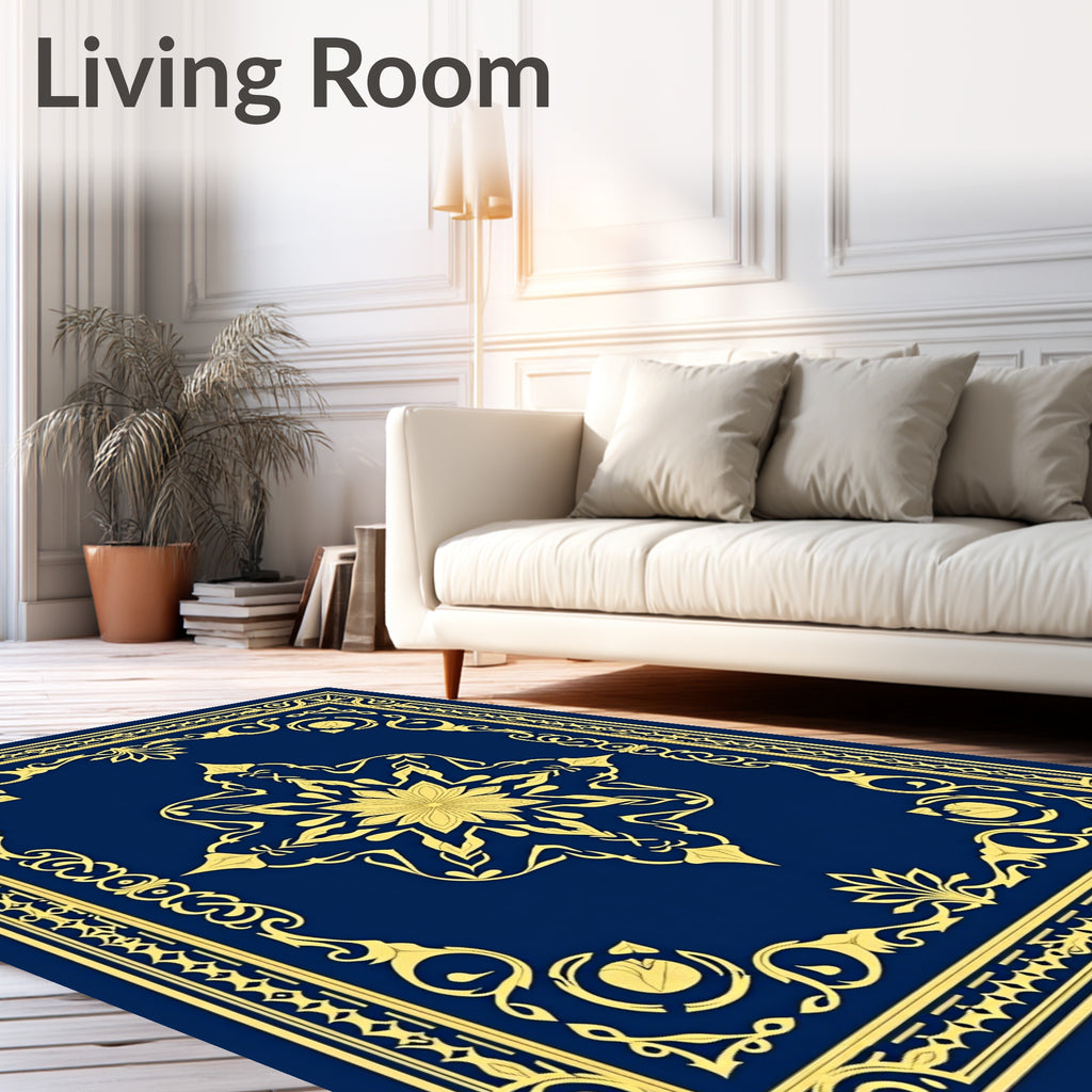 Golden Floral Medallion With Border Rug
