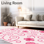 Pink Swirl Floral Pattern Rug