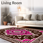 Vibrant pink floral medallion Rug