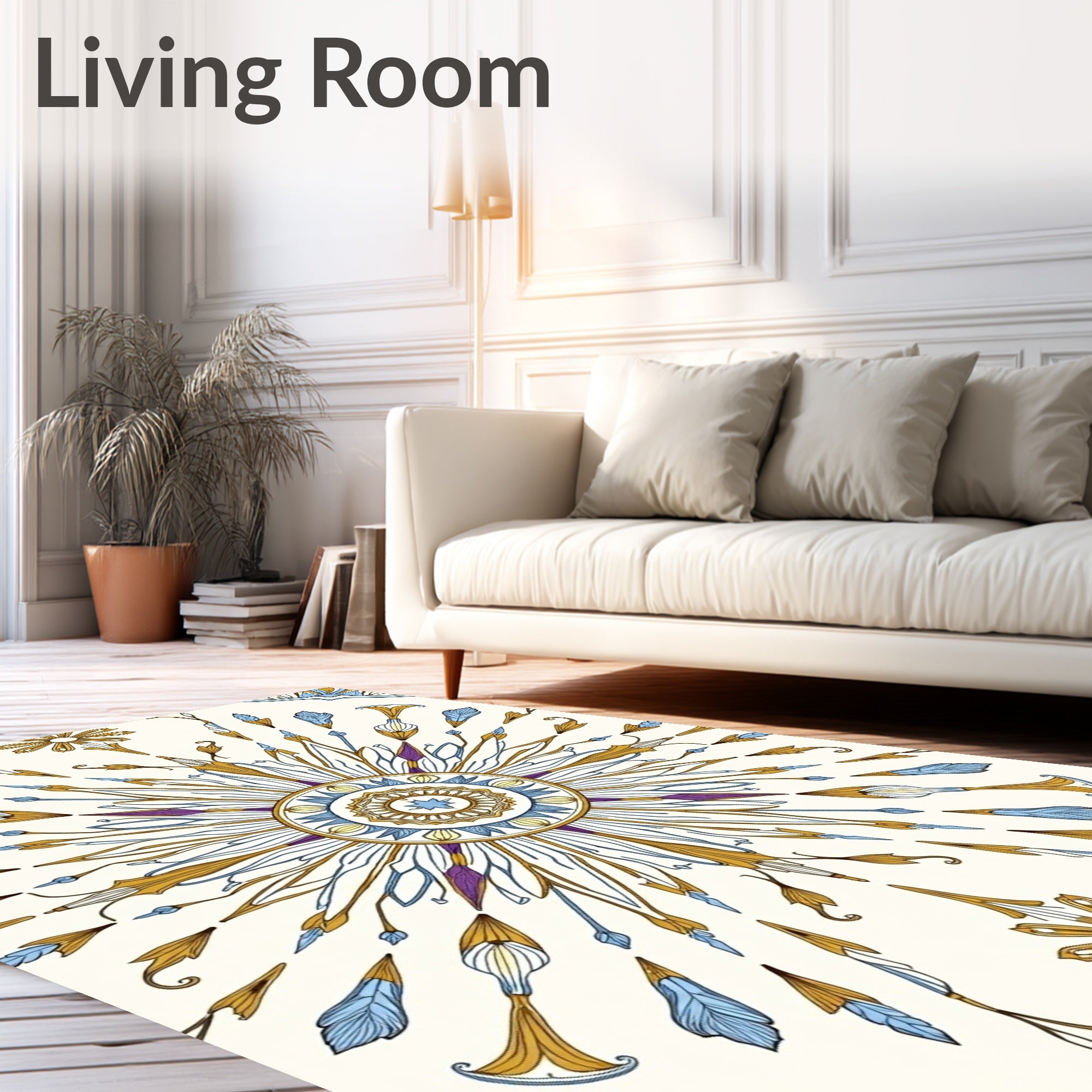 Ornate Sunburst Mandala Pattern Rug
