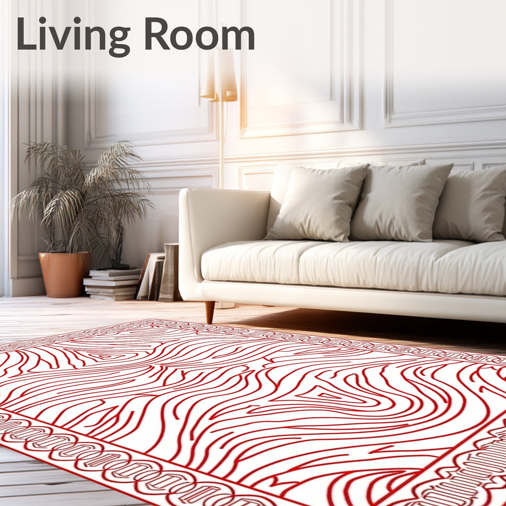 Red Wood Grain Pattern Rug