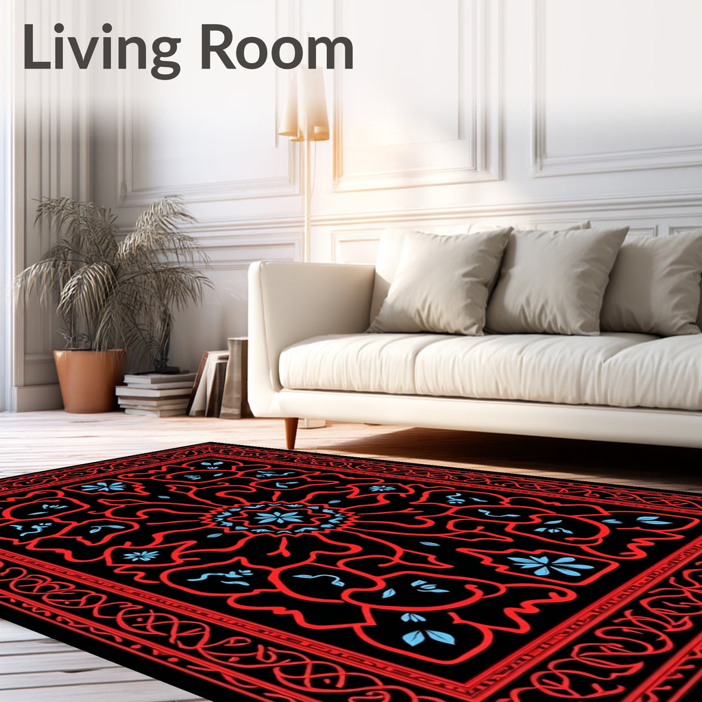 Red Floral Intricate Medallion Rug