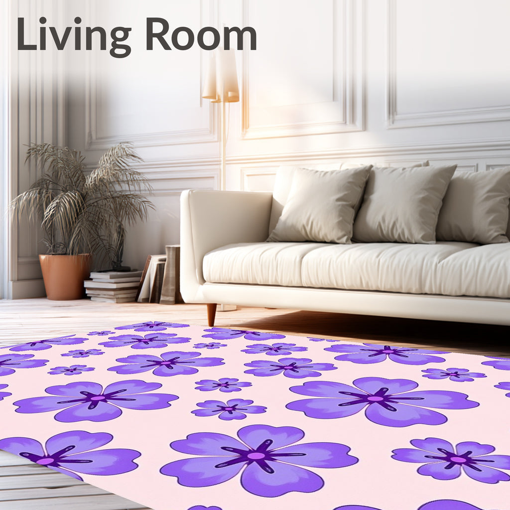 Purple Floral Pattern Rug