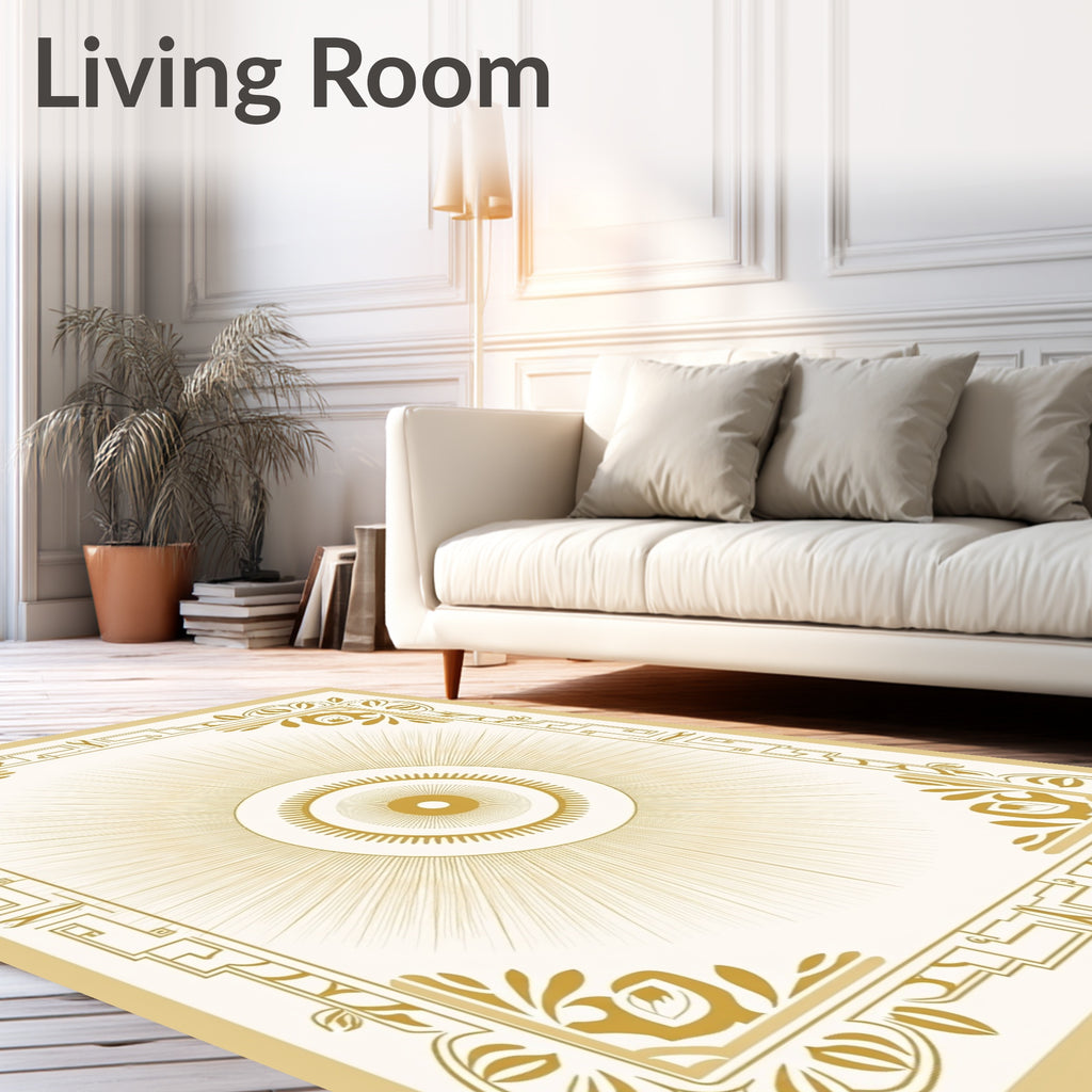 Ornate Sunburst Geometric Frame Rug