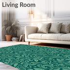 Emerald Floral Art Nouveau Pattern Rug