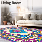 Vibrant Floral Medallion Style Rug