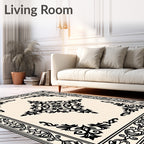 Classic Black Floral Centerpiece Rug