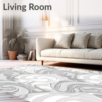 Monochromatic Abstract Swirl Pattern Rug