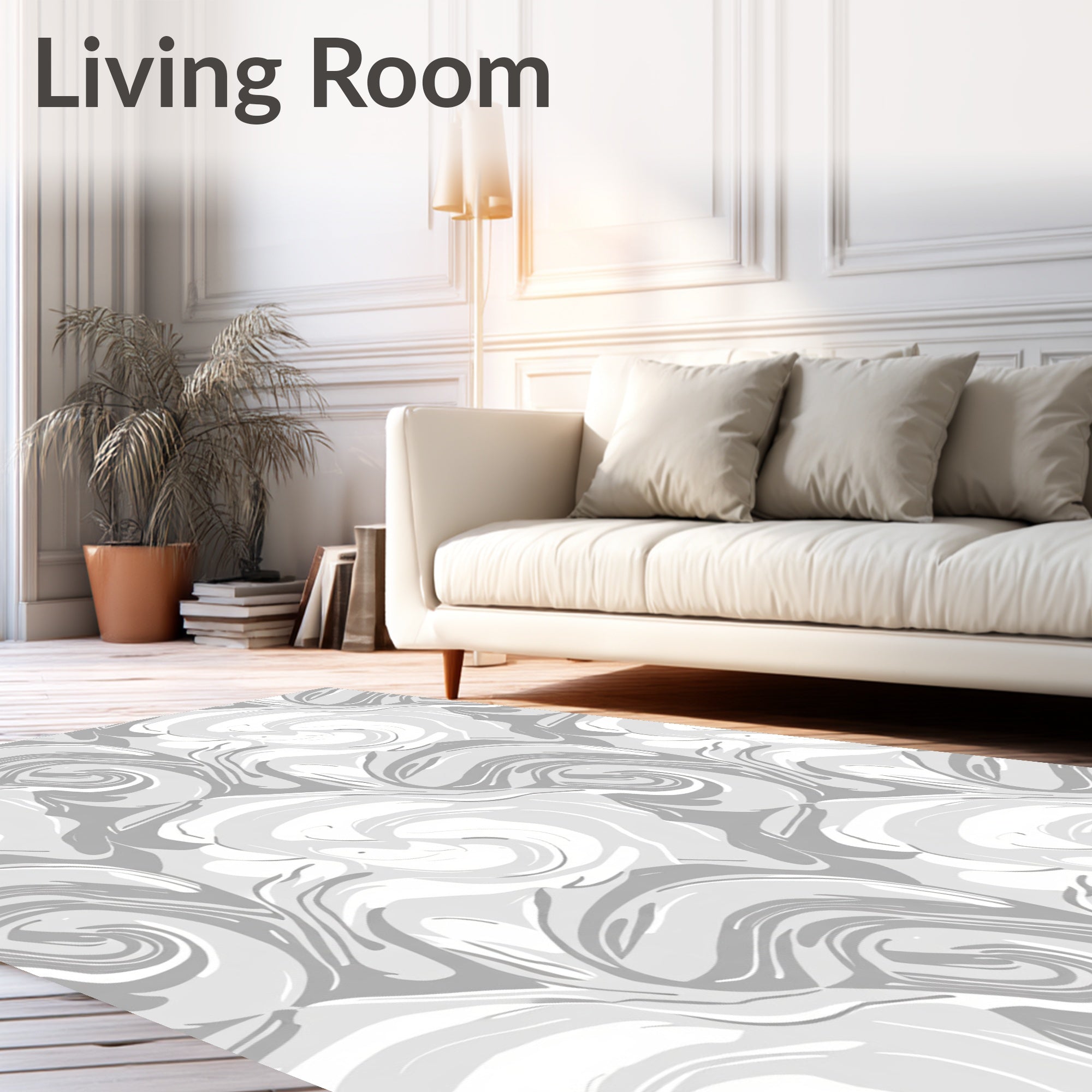 Monochromatic Abstract Swirl Pattern Rug