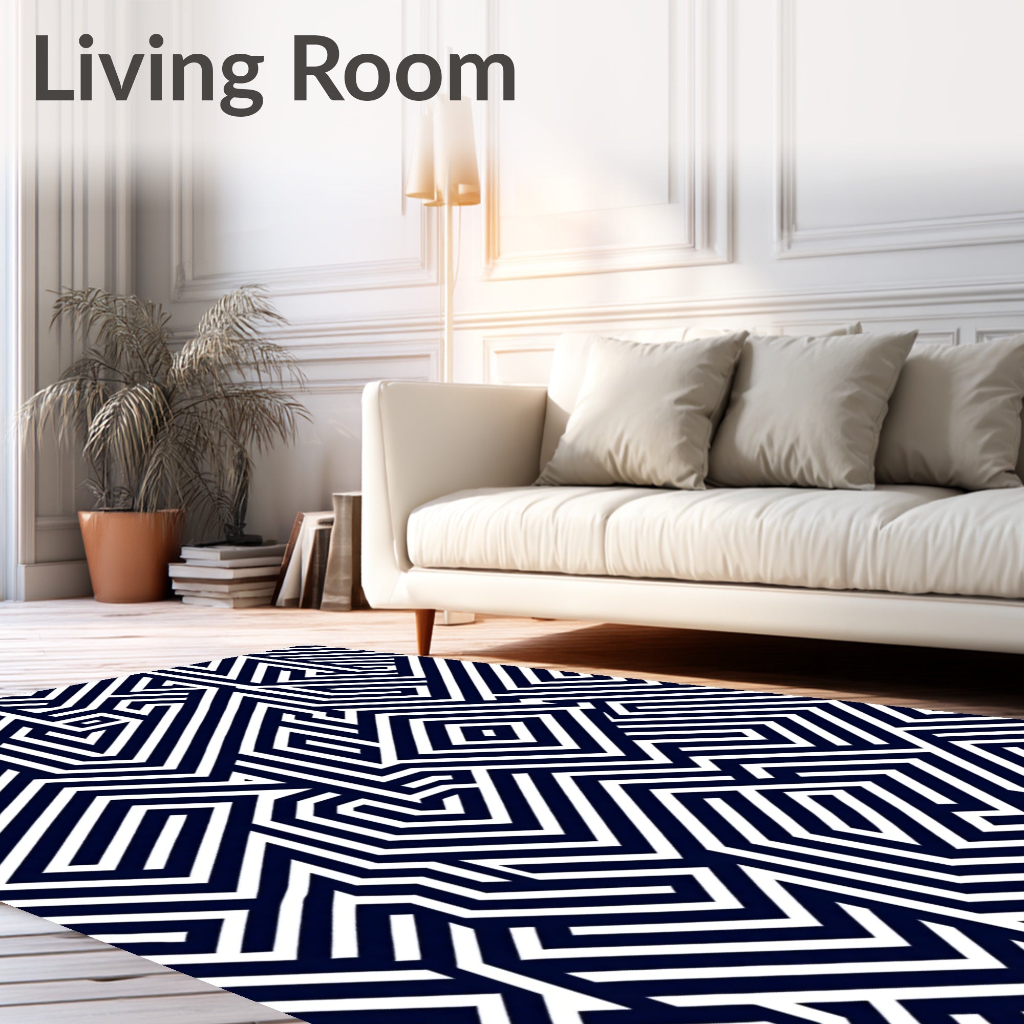 Monochrome Geometric Maze Rug