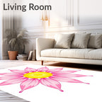 Pink Daisy Floral Radiating Pattern Rug